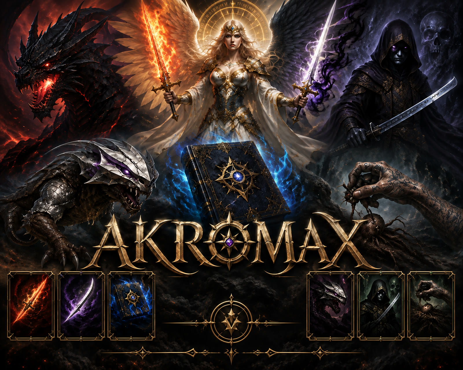 Heroes and creatures of the AKROMAX fantasy universe