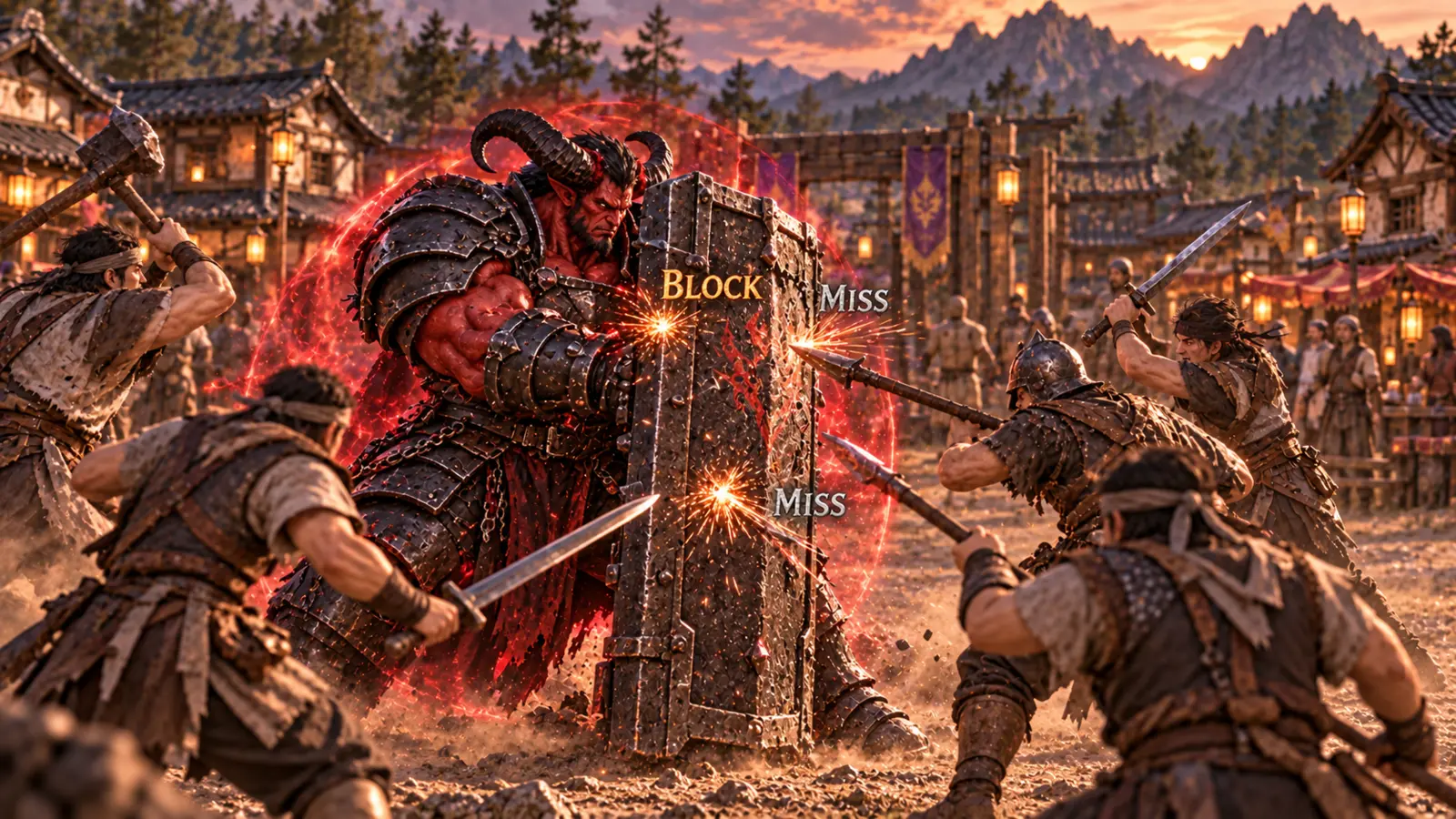 Tank character blocking attacks