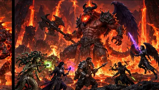 Party fighting a demon boss