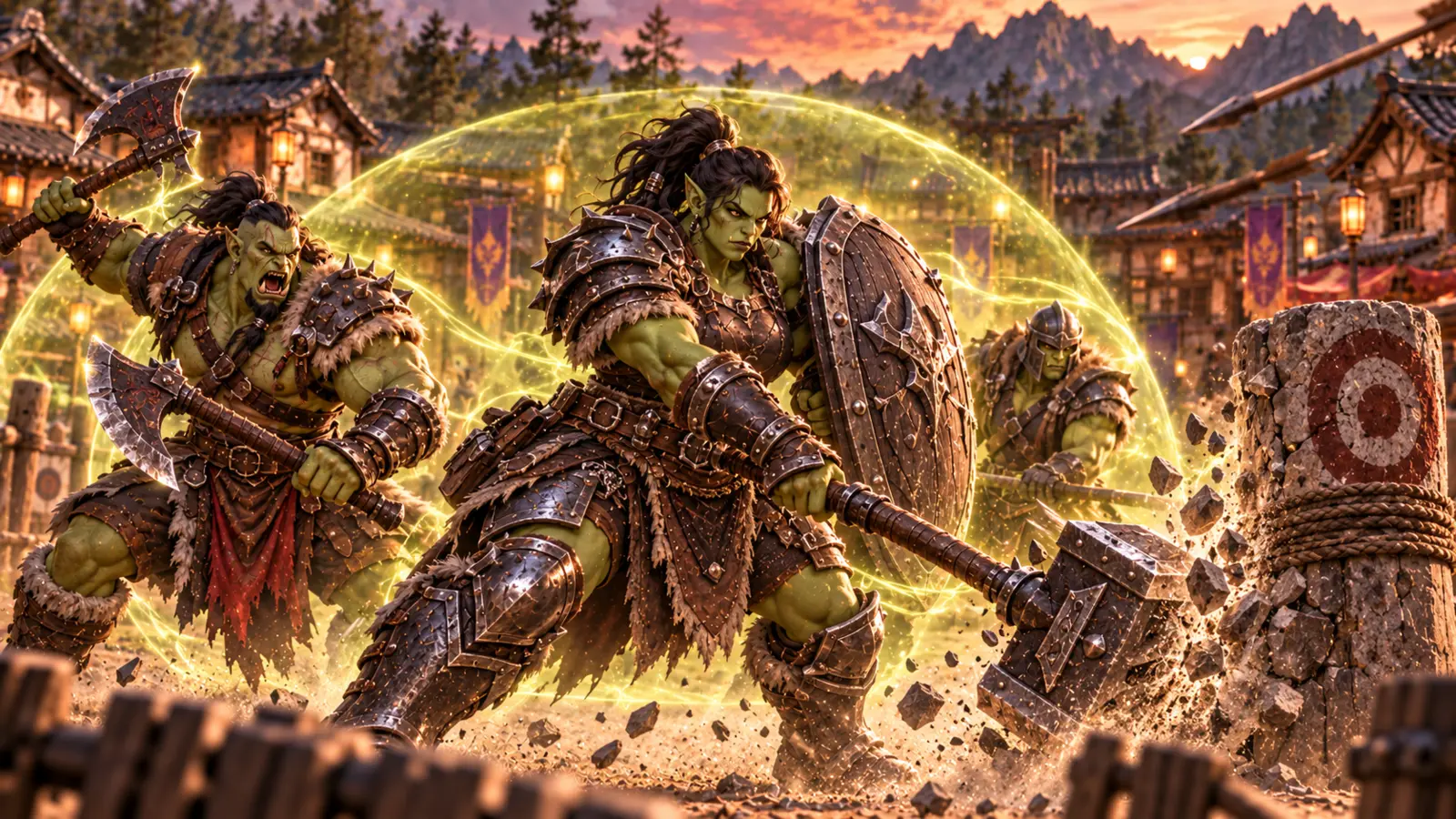 Orc tank using a defensive barrier