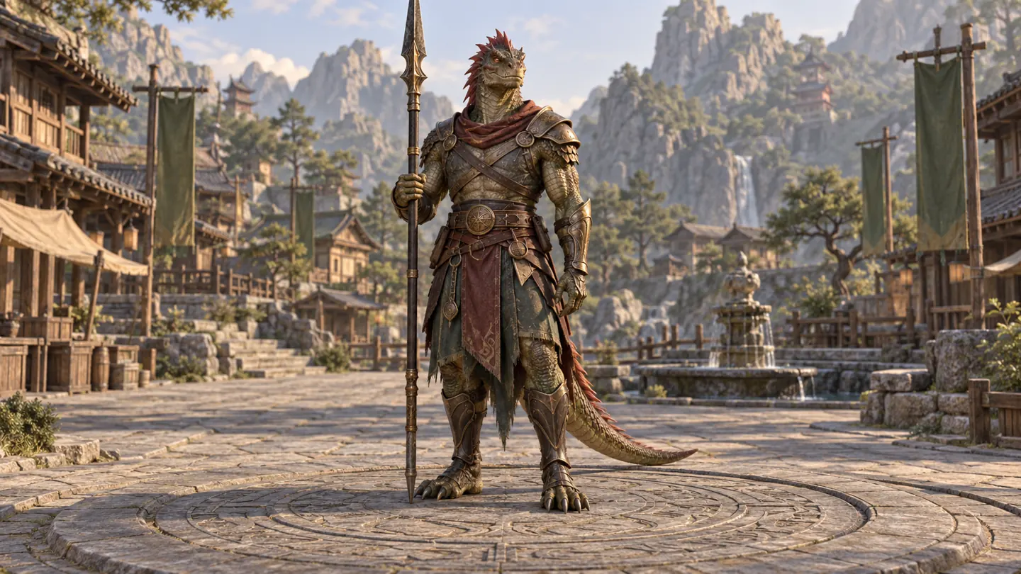 Lizardfolk warrior — character and world concept