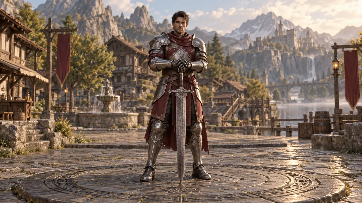 Human greatsword warrior — character and world concept