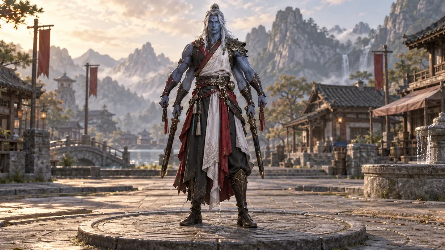 Four-armed warrior — character and world concept