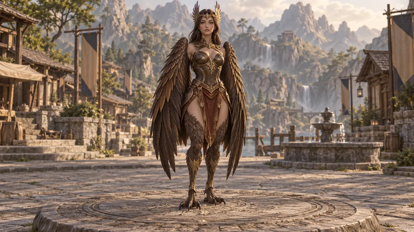 Winged huntress — character and world concept